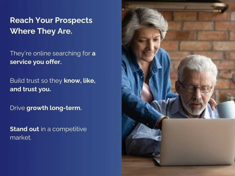 An older couple looking at a laptop online; Search Engine Optimization services Strongsville OH